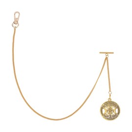 PH PandaHall Pocket Watch Chain 19.5 Inch Metal Wallet Chain Pocket Watch Fob T Bar Men's Link Vintage Style Golden Moon Goddess Watch Chain, Pendant: 1.5 Inch