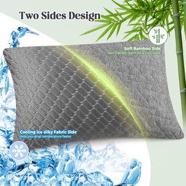 Dormirpilow Dormirpilow Memory Foam Pillows King Size Set of 2 Grey Color Cooling Pillows for Sleeping 2 Pack, Bed Pillows with Adjustable Shredded Foam for Side, Back and Stomach Sleepers (20x36)