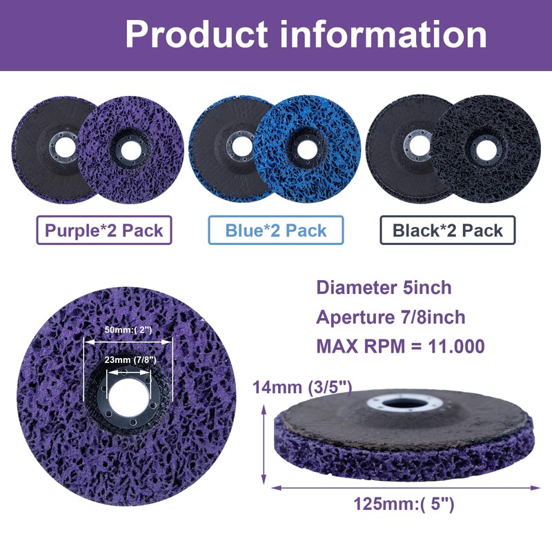 ROSYLEVE Pack of 6 CSD Disc 125 mm Sanding Disc