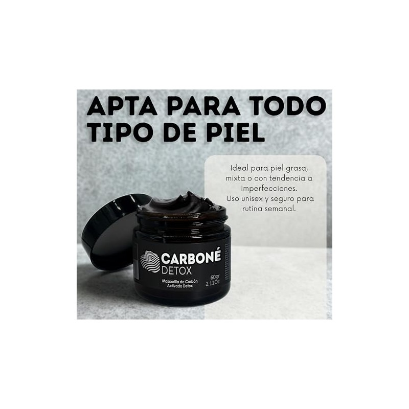 Carboné Detox – Mascarilla Facial de Carbón Activado y Arcillas