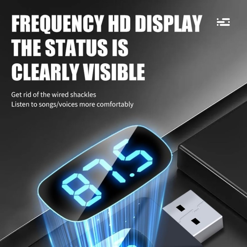 Peakloong T65 Mini USB Transmitter Receiver withLED Display Auto Wireless