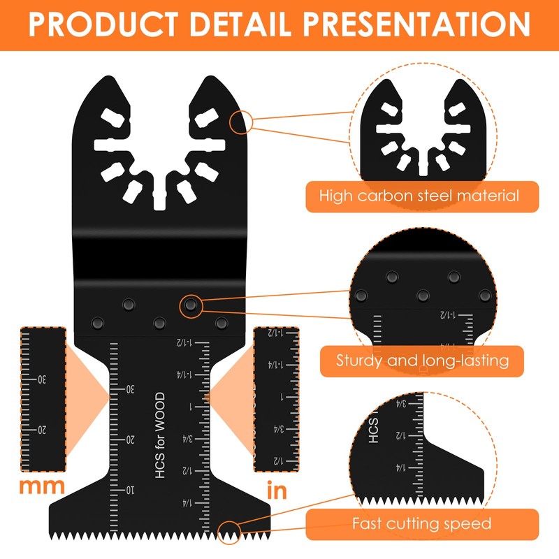 33Pcs Oscillating Saw Blades Set, Universal Titanium Bimetal Oscillating Multi