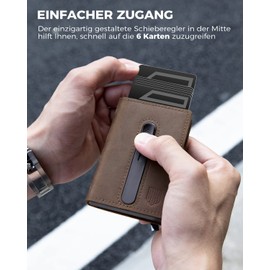 DODENSHA Airtag Card Case RFID Protection Men's Wallet Pop-Up Slim Wallet with Coin Compartment Small Credit Card Holder Wallet for Men, Vintage brown., Vintage