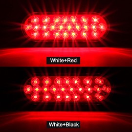 6 Pcs 6 Inch Red Oval Led Trailer Tail Lights 24 LED Grommet Mount, Oval 6" Red Stop Turn Tail Brake Light Rubber Flush Mount Replacement for Trailer RV Trucks Bus Waterproof