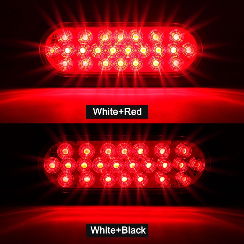 6 Pcs 6 Inch Red Oval Led Trailer Tail Lights