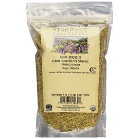 Elder Flowers Cut & Sifted Organic - 4 Oz,(Starwest Botanicals)