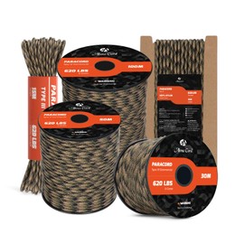 Abma Cord Paracord 4mm 30m 100% Nylon Rope 9 Strands Type III Parachute Cord for DIY, Camping, Survival, Outdoor - Max. 280kg - Tactical Camo