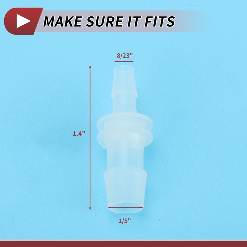 HEROFFIX 5 Pcs Aquarium Plastic Hose Barb Fitting 8/23" to