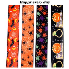 4pcs Spider Printed Ribbon Colorful Spirit Festival Party Decorative DIY Wrapping Ribbon