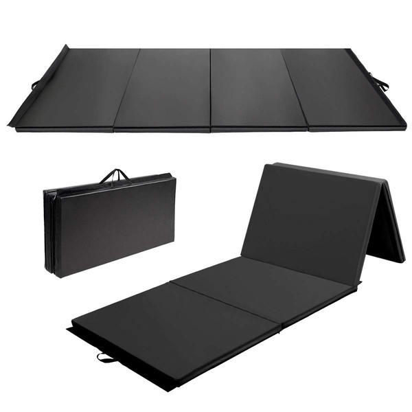 Giantex 4'x10'x2" Gymnastics Mat Folding Panel Thick Gym Fitness Exercise Christmas Gift (Black)