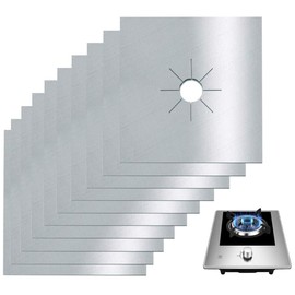 10 Pieces Stove Covers for Gas Hob Hob Hob Covers Double Thickness Non-Stick Hob Cover Coating for Kitchen (Silver)