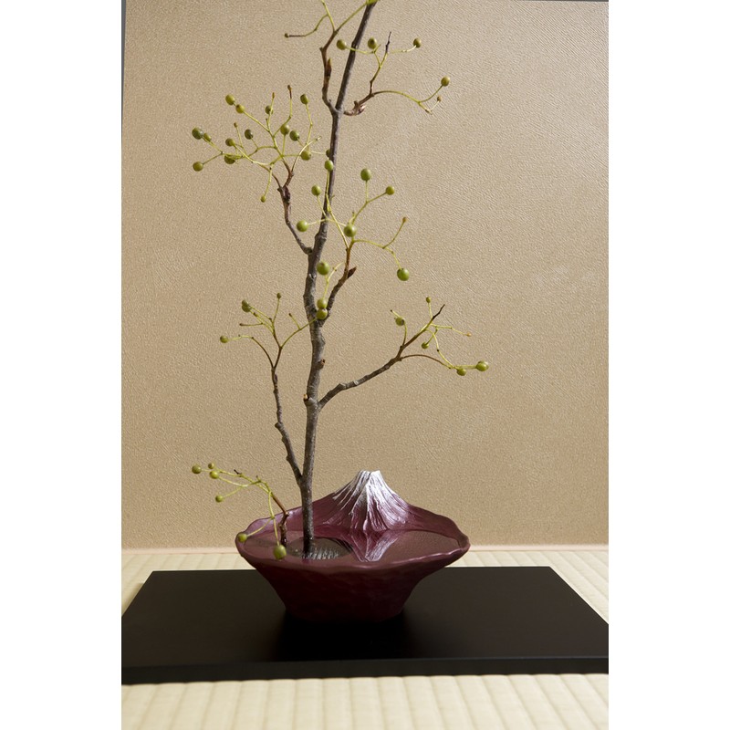 ナガエ(Nagae) 花器水盤 雫影さかさ富士 赤富士