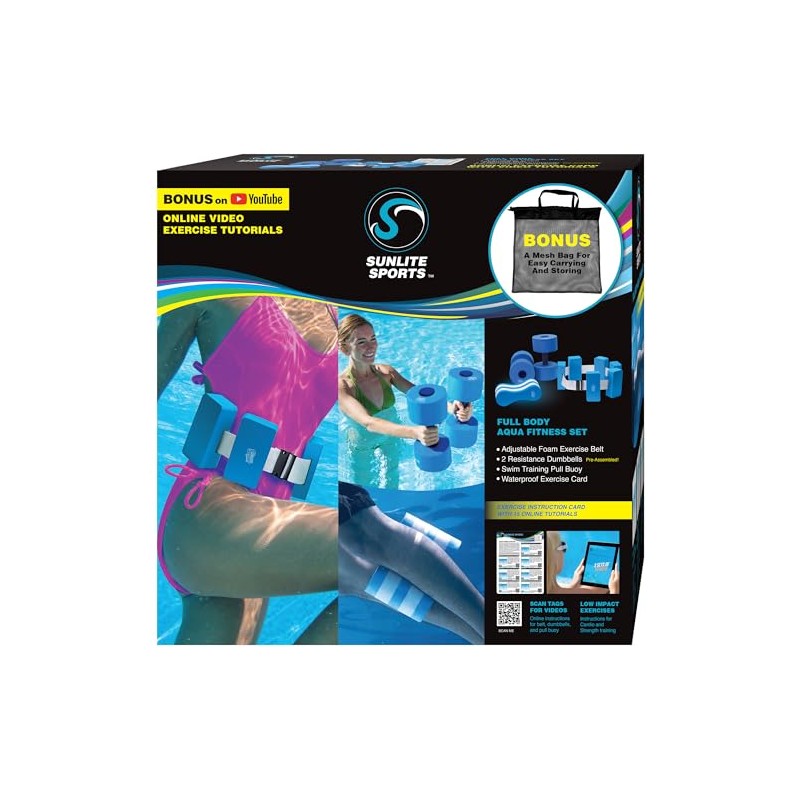Sunlite Sports Water Workout Combo Set, Aqua Dumbbells and Swim