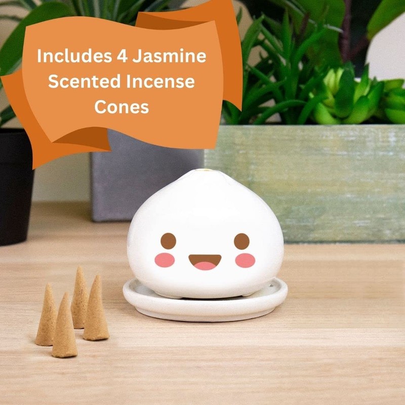 Gift Republic Dumpling Incense Burner. 4 x Jasmine Scented Incense