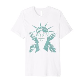 Silly Statue of Liberty Playing Peekaboo Making Funny Face Premium T-Shirt
