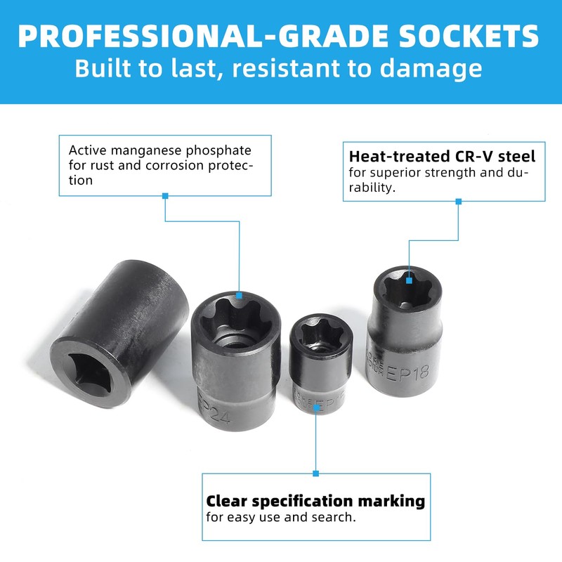 External Torx Plus Socket Set 6 Point EP Socket EP4,