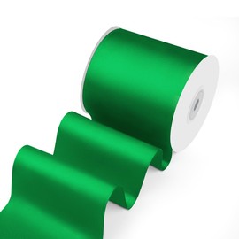 Isaspire 3" Width x 25 Yards Satin Fabric Ribbon, Green Ribbon Perfect for Wedding Car, Chair Sash, Grand Opening Ceremony, Big Bows, Embroidery, Floral Crafts, Party Decoration