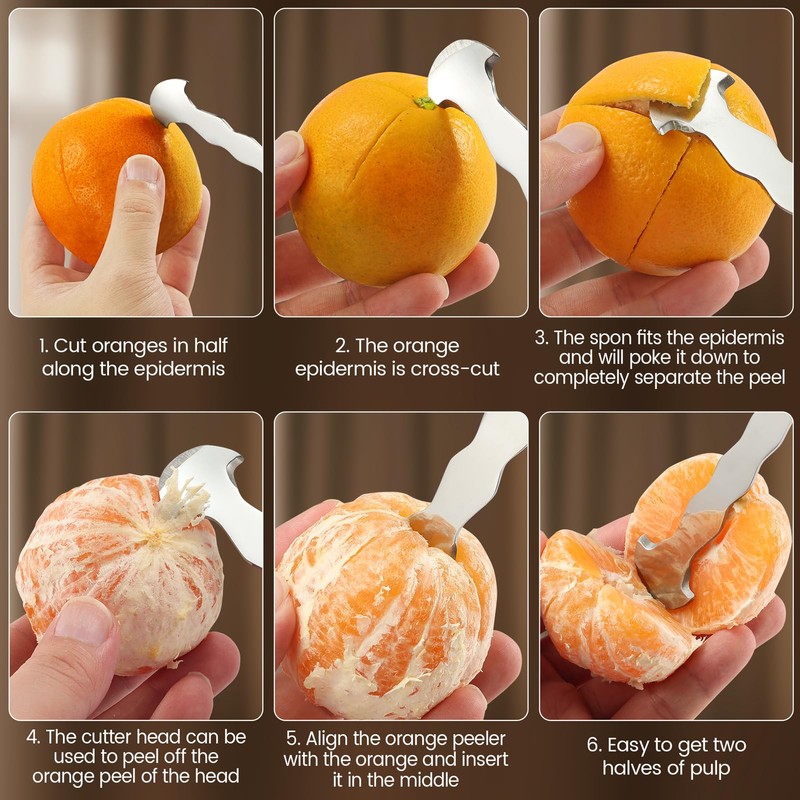 iziusy 2 Pcs Stainless Steel Orange Peeler Citrus Peeler Fruit