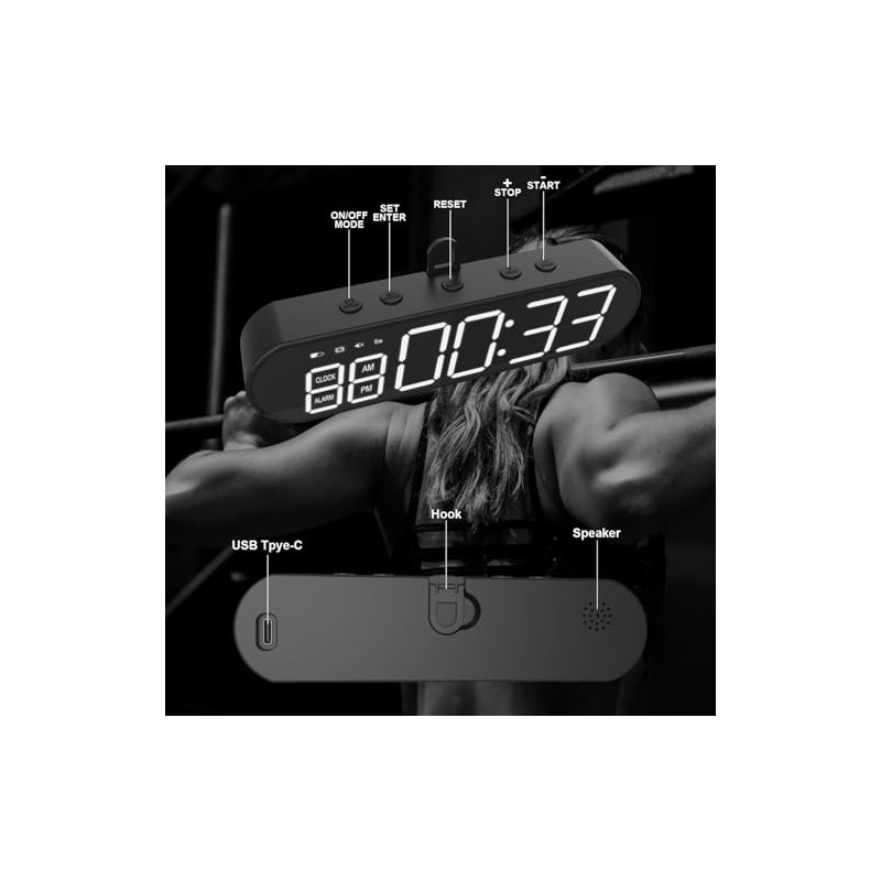 Digital Gym Timer Count Down Up Clock LED Interval Timer