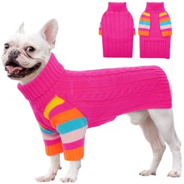OUOBOB Dog Jumper, Medium Dog Jumpers for Dogs Girls Boys, Turtleneck Pullover Winter Dog Vest, Christmas Dog Outfits, Pet Sweatshirt Apparel Knitwear, Frenchie, Beagle, Boston Terrier L