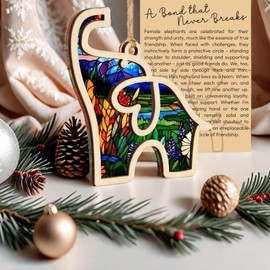 Elephant Gifts for Women Sisterhood Ornament: Unique Christmas True Friendship Friends Wooden Sister Story Loyalty Festive Decor Charm Elefantes Lanyard Figurine Tree Hanging