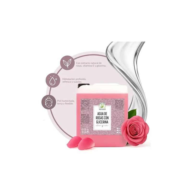 Agua de Rosas con Glicerina 5L Productos Mart Mexico Tónico