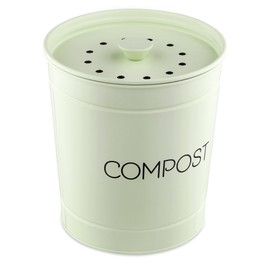 Navaris Compost Bin Waste Bin for Organic Waste - 3 L Bucket Container for Rubbish - Organic Waste Container with 3 Carbon Filters - Mint Green