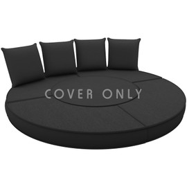 Cethytirko Outdoor Daybed Cushion Cover, 66" Replacement Round Bed Cushion Covers,Outdoor Waterproof and Fade-Resistant Sun Bed Out Door Cushion Cover - Patio Round Daybed Cushions Cover, Cover ONLY