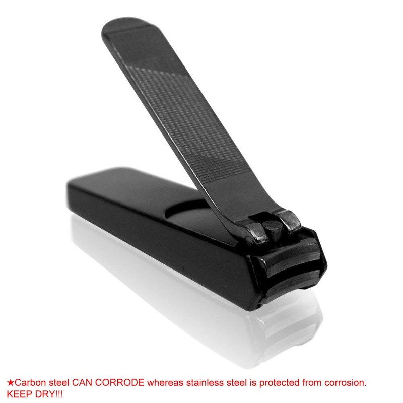 SureBuyShop KIYA Black Carbon Steel Nail Clipper with Nail Catcher