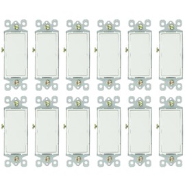 Sunlite 40873-SU Grounded 3-Way Rocker WallSwitch, White, 15 Amp, 120 Volt, New Installs, Replacement, Commercial, Residential, UL Listed, White 12 Pack
