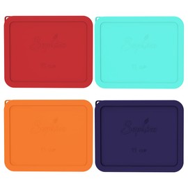 Sophico 11 Cup Rectangle Silicone Storage Cover Lids Replacement for Pyrex 7212-PC Glass Bowls, Container not Included (MIX)