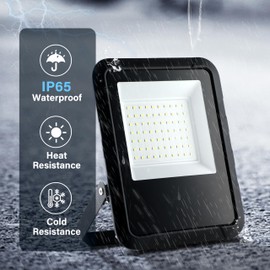 Simple Deluxe 2 Pack LED Flood Lights Outdoor, 70W 7000LM Super Bright Outside Work Light with Plug, IP65 Waterproof, 6500K Floodlight for Garage, Yard, Lawn