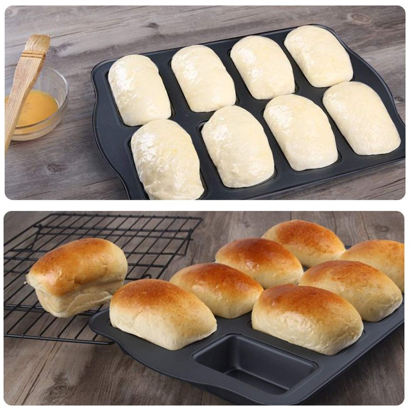 Twscvc Mini Loaf Pan, 8-Cavity Non-Stick Muffin Pan,Carbon Steel Brownie