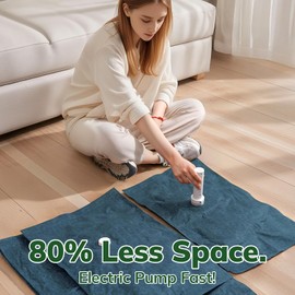 Umimile Reusable Travel Vacuum Bags with Electric Pump - 2 Medium Compression Bags for Luggage & Suitcases | Save Space, Organize Gear (2PC + PUMP)