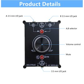 2 in 1 out 3.5mm Stereo audio switch box, Audio source signal selector, 2 way speaker switcher