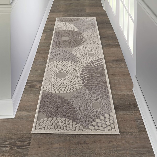 Nourison Graphic Illusions Grey Runner Area Rug, 2-Feet 3-Inches by 8-Feet (2'3" x 8')