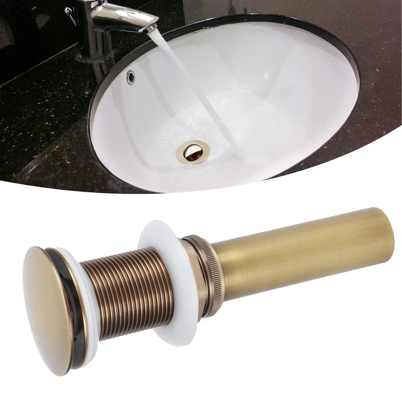 Popup Drain Stopper, Brass Bathroom Sink Drain Stopper, Antique Color