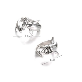 PACKOVE 2pcs Shark Ring Animal Wrap Ring Animal Rings Open Thumb Ring Promise Ring for Couples Open Rings Small Round Thumb Ring White Ring Finger Ring Lovers Alloy Adjustable