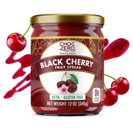 ChocZero Keto Black Cherry Jam - No Sugar Added, Low Carb, Keto Friendly, Fruit Spread Alternative, Gluten Free, Naturally Sweetened with Monk Fruit (1 jar, 12 oz)