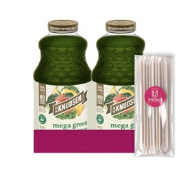 R.W. Knudsen 2-Pack Mega Green Fruit Juice 32 fl oz Glass Bottle + 1 Utility Freebie by Unique Outlet