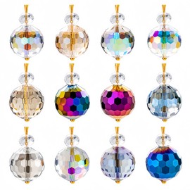 KAISELINNA 12 Pcs Christmas Balls Christmas Tree Crystal Ball Ornaments Rainbow Crystal Suncatcher Window Decorations Glass Hanging Pendant for Xmas Party Wedding Home Decor