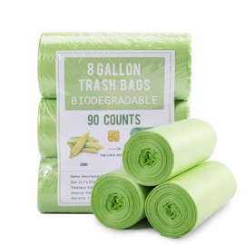 Biodegradable Medium Trash Bags 8 Gallon, 0.67 Mil Extra Strong Garbage Bags for 30 Liter Trash Can for Home Office Car Kitchen, Green, 90 Counts