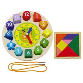 LSYYSL 1 Piece Giraffe Pattern Clock And 1 Piece Puzzle Toy, Digital Clock Toys, Creative Children'S Toys, Educational Toys