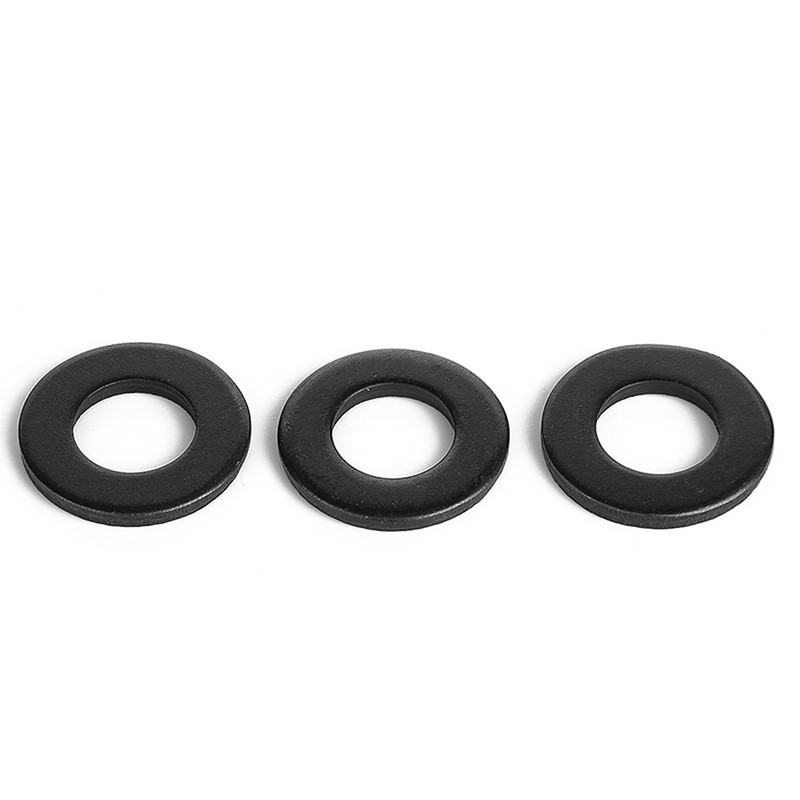 #6 x 0.375 OD SAE Black Flat Washer, 18-8 (304)
