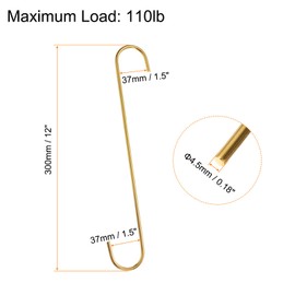 sourcing map 6pcs Long S Hooks 12 Inch Extra Long Metal S-Shaped Hanging Hooks High Manganese Steel S Hanger Storage Organizing Tool for Kitchen Garden Bathroom Garage Closet, Gold Tone