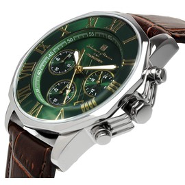 Salvatore Mara Men's Watch, Watch, Green, Chronograph, Water Resistant to 10 ATM, Business, Formal, green, Classic
