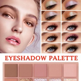 LZYLLS 10 Shades Nude Matte Eyeshadow Palette,Shimmer Naked Eyeshadow Palette,Eye Shadow Palette Natural Flash Waterproof Smoked Professional Makeup Palette With Brush 03