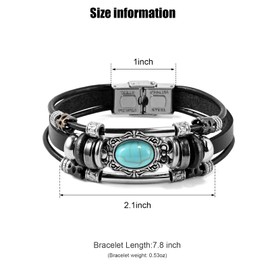 VIBILIA Vintage Leather Wrap Bracelets for Men Women, Multi-Strand Bracelets with Strong Clasp Ethnic Tribal Bracelets