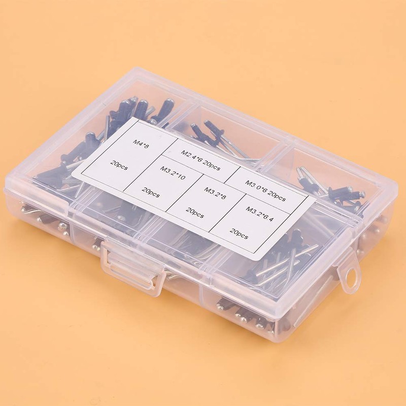 Black Aluminium Rivets, 120 Piece Aluminium Blind Rivet Mounting Assortment,