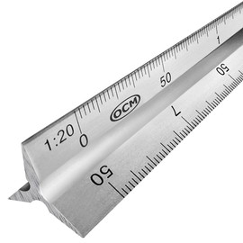 OCM - Regla mtrica triangular profesional 30cm de aluminio - 120, 125, 150 175, 1100, 1125                                                            